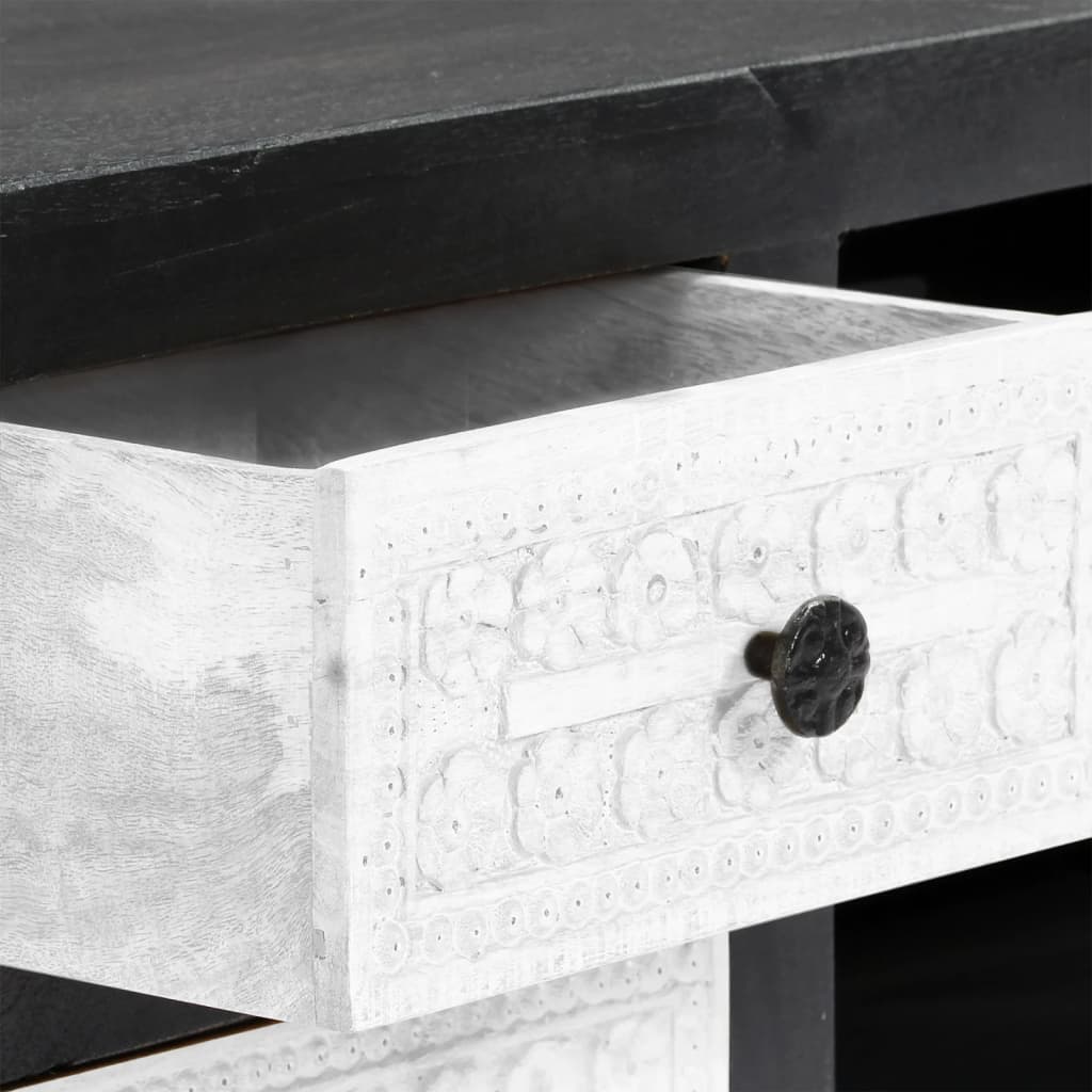 Mobile TV Intagliato a Mano Grigio Bianco 120x30x40 cm in Mango - homemem39