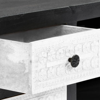 Mobile TV Intagliato a Mano Grigio Bianco 120x30x40 cm in Mango - homemem39