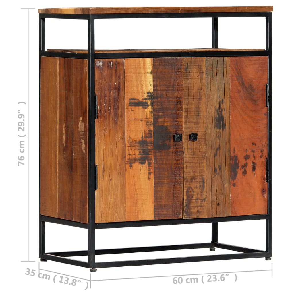 Credenza 60x35x76 cm in Legno Massello di Recupero e Acciaio - homemem39