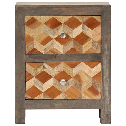 Comodino Grigio 40x30x50 cm in Legno Massello di Mango | homemem39
