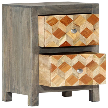 Comodino Grigio 40x30x50 cm in Legno Massello di Mango | homemem39