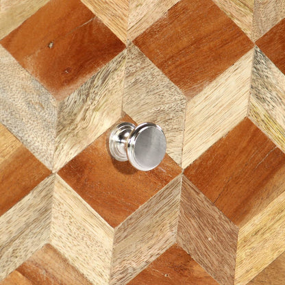Comodino Grigio 40x30x50 cm in Legno Massello di Mango | homemem39