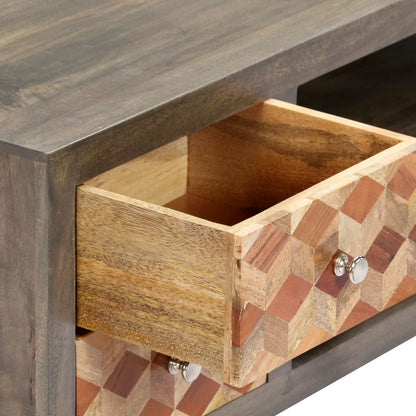 Mobile Porta TV Grigio 120x30x40 cm in Legno Massello di Mango | homemem39