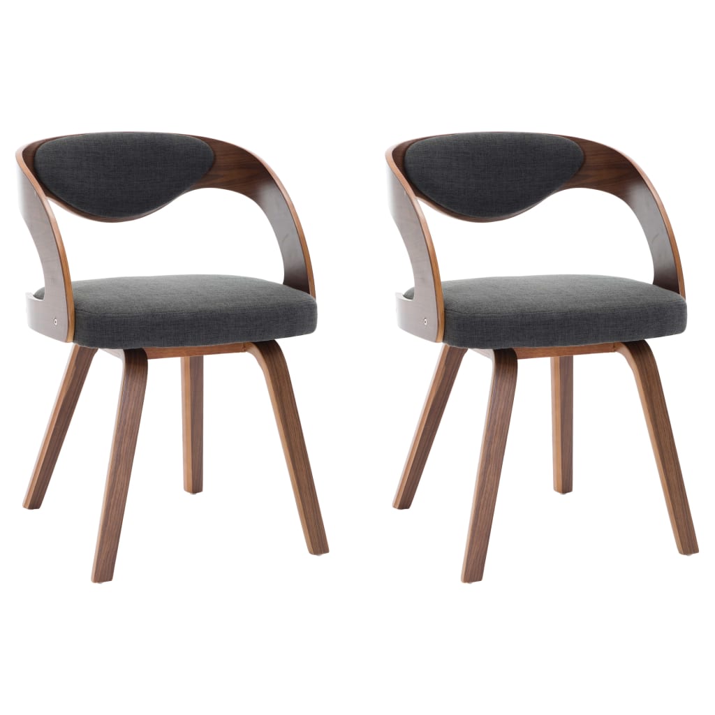 Dining Chairs 2 pcs Bent Wood and Dark Gray Fabric