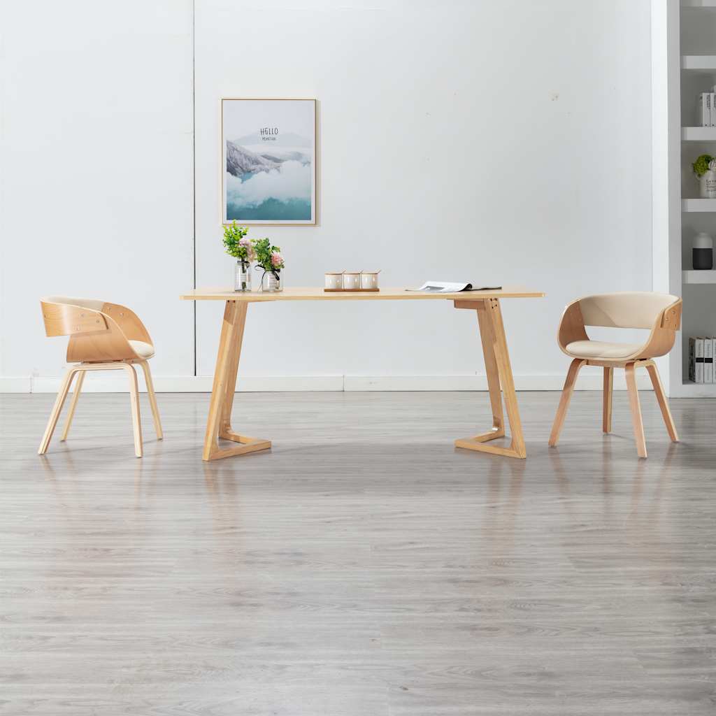 Sedia da Pranzo in Legno Piegato e Similpelle Crema