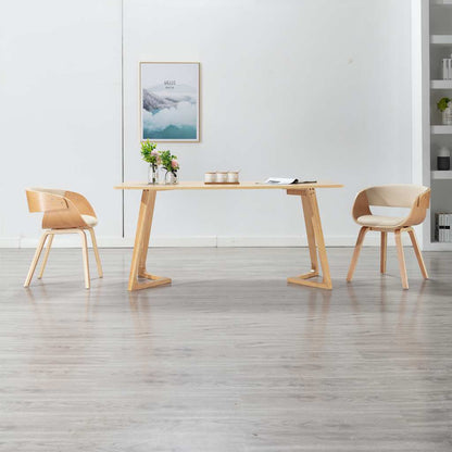 Sedia da Pranzo in Legno Piegato e Similpelle Crema