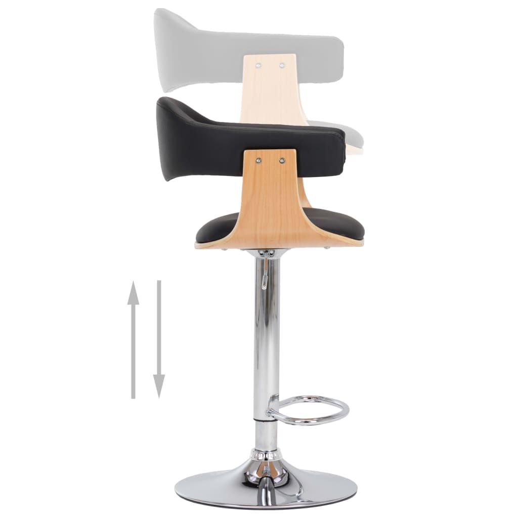 Sgabelli da Bar 2 pz Nere in Legno Piegato e Similpelle - homemem39