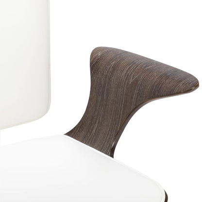 Sedia da Ufficio Girevole Bianca in Similpelle e Legno Curvato | homemem39