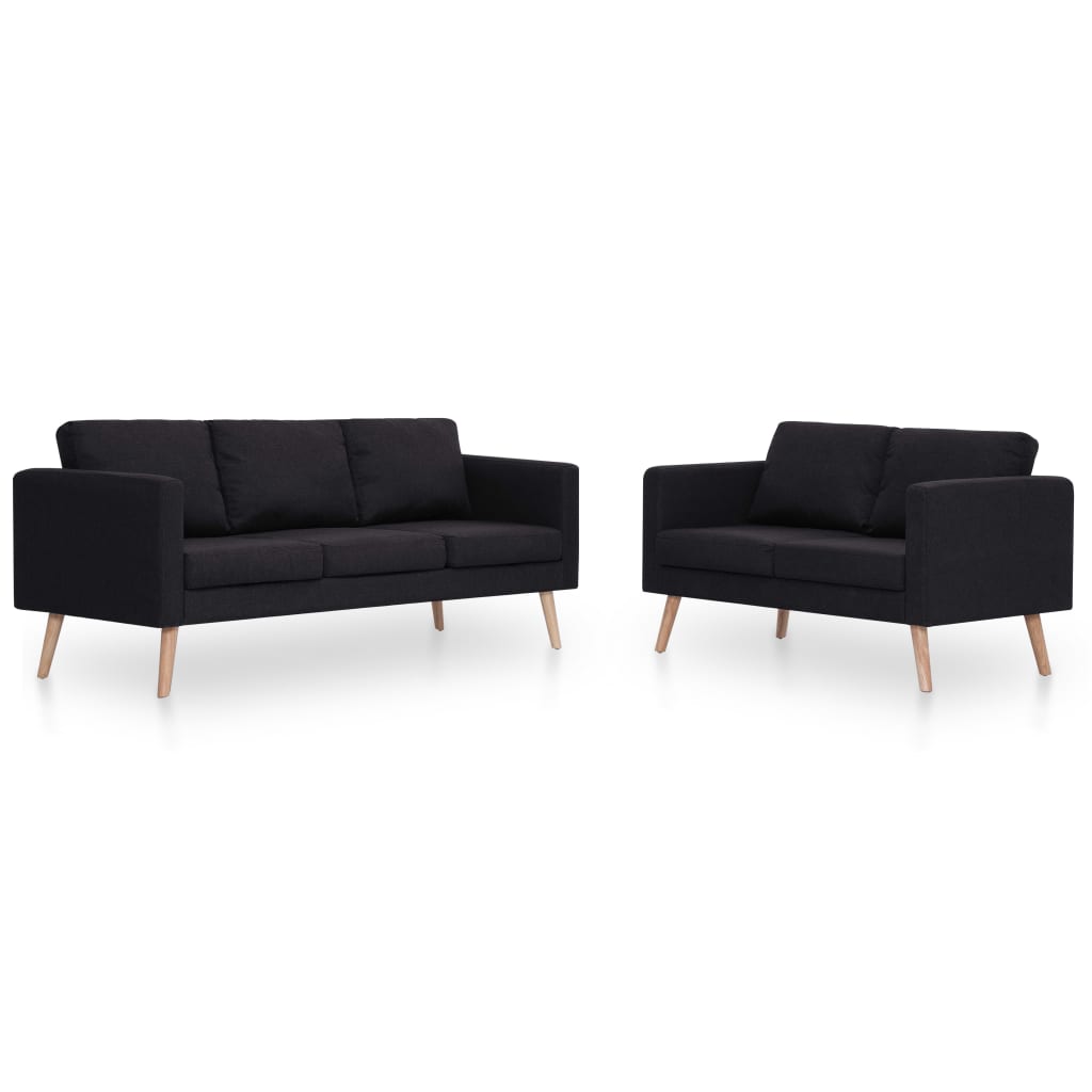 2 pc Sofa Set in Black Fabric