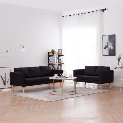 2 pc Sofa Set in Black Fabric