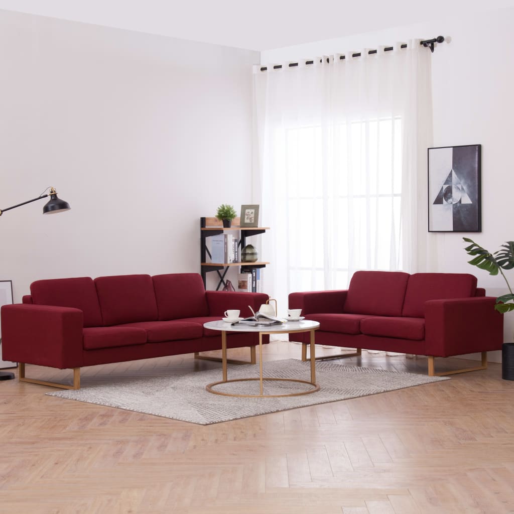 Set Divani 2 pz in Tessuto Rosso Vino - homemem39