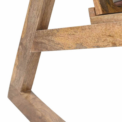 Sedia a Dondolo Marrone in Vera Pelle e Legno Massello di Mango