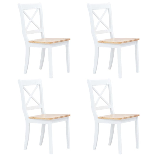 Set da Pranzo 5 pz in Legno Massello di Hevea Bianco e Marrone