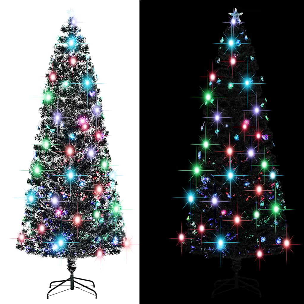 Albero di Natale Preilluminato con Supporto e LED 240 cm Fibra Ottica