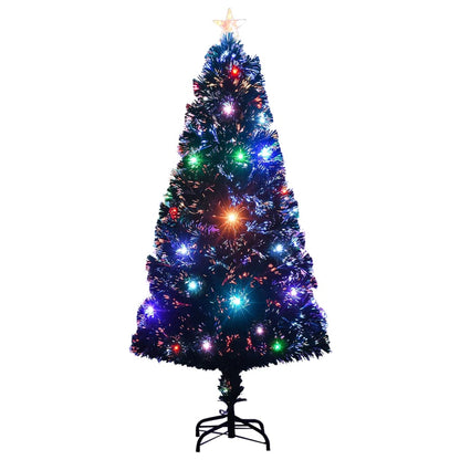 Albero di Natale Preilluminato con Supporto e LED 120 cm Fibra Ottica