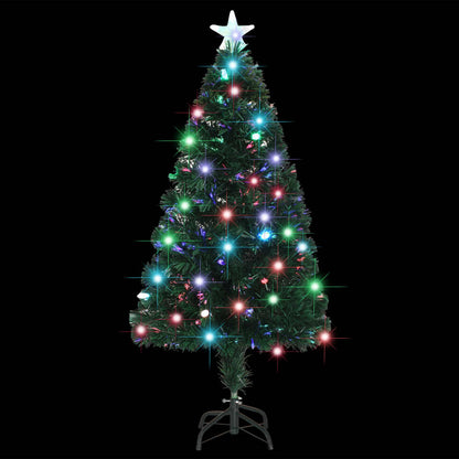 Albero di Natale Preilluminato con Supporto e LED 120 cm Fibra Ottica
