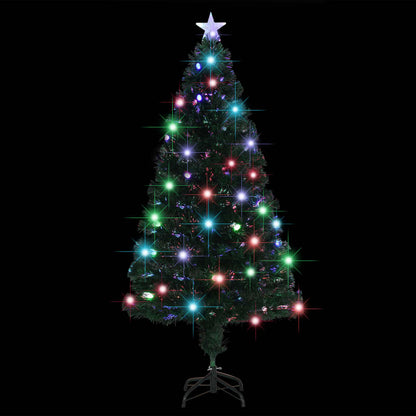 Albero di Natale Preilluminato con Supporto e LED 150 cm Fibra Ottica