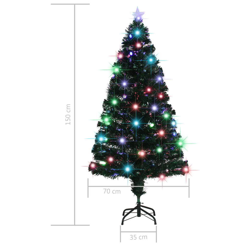 Albero di Natale Preilluminato con Supporto e LED 150 cm Fibra Ottica