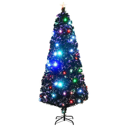 Albero di Natale Preilluminato con Supporto e LED 210 cm Fibra Ottica
