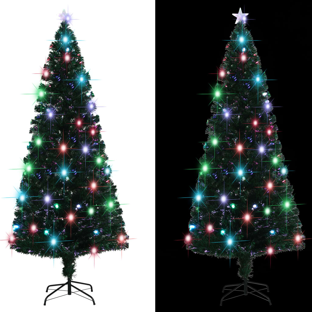 Albero di Natale Preilluminato con Supporto e LED 210 cm Fibra Ottica
