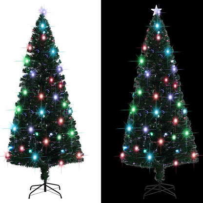 Albero di Natale Preilluminato con Supporto e LED 210 cm Fibra Ottica