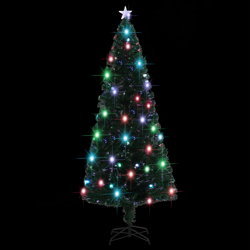 Albero di Natale Preilluminato con Supporto e LED 210 cm Fibra Ottica