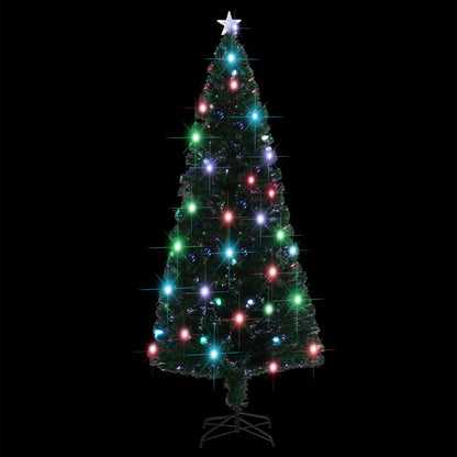 Albero di Natale Preilluminato con Supporto e LED 210 cm Fibra Ottica