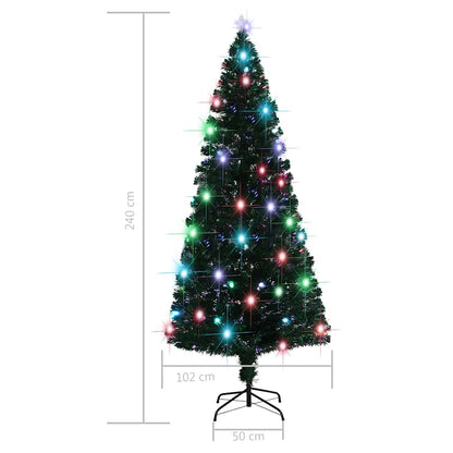 Albero di Natale Preilluminato con Supporto e LED 210 cm Fibra Ottica
