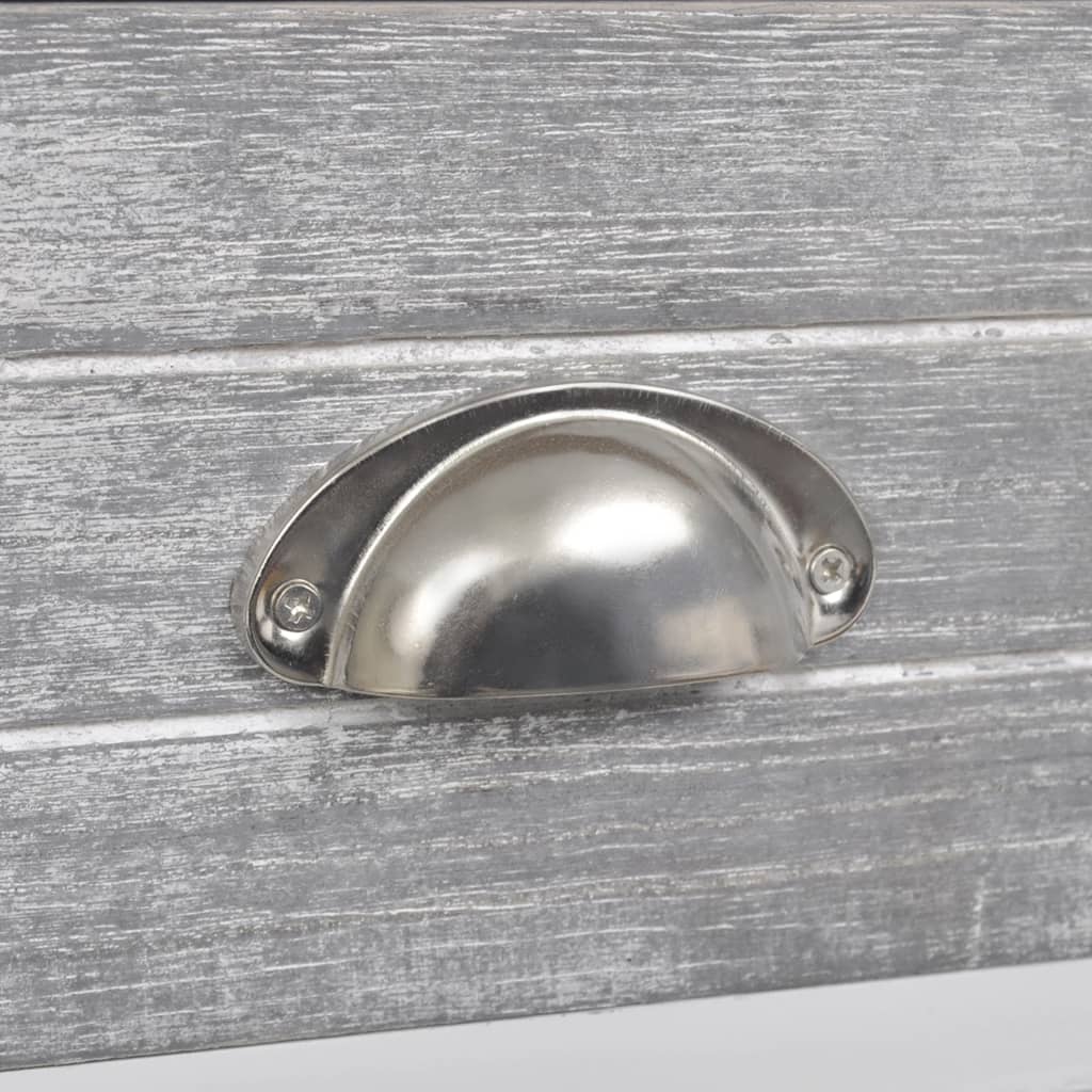 Comodino Grigio e Bianco 38x28x45 cm in Legno di Paulownia - homemem39