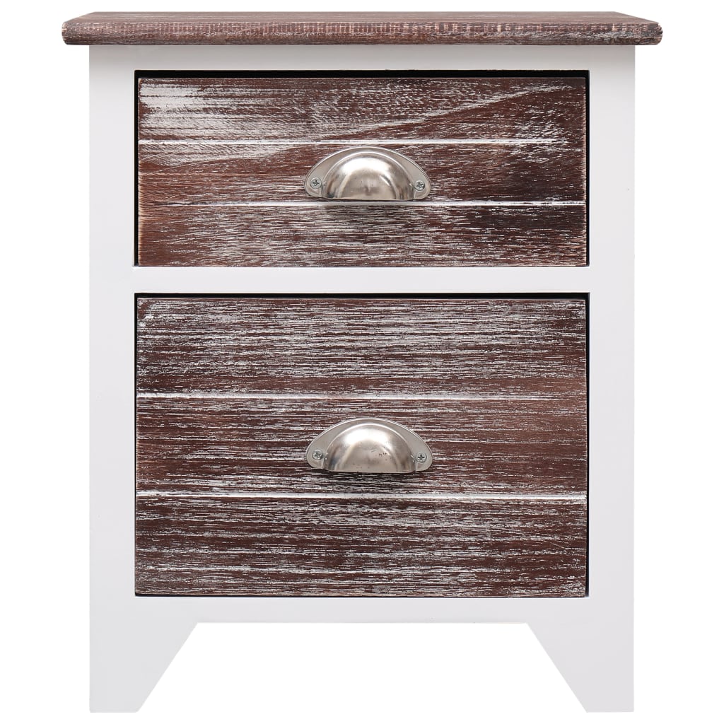 Comodino Marrone e Bianco 38x28x45 cm in Legno di Paulownia | homemem39