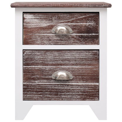 Comodino Marrone e Bianco 38x28x45 cm in Legno di Paulownia | homemem39