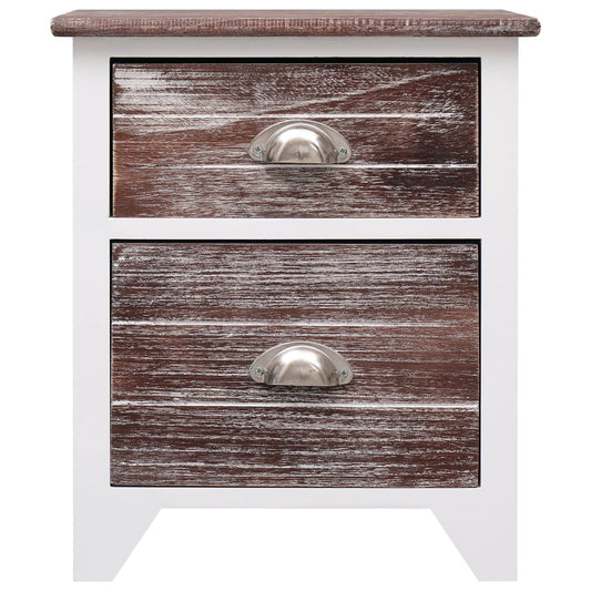 Comodino Marrone e Bianco 38x28x45 cm in Legno di Paulownia | homemem39