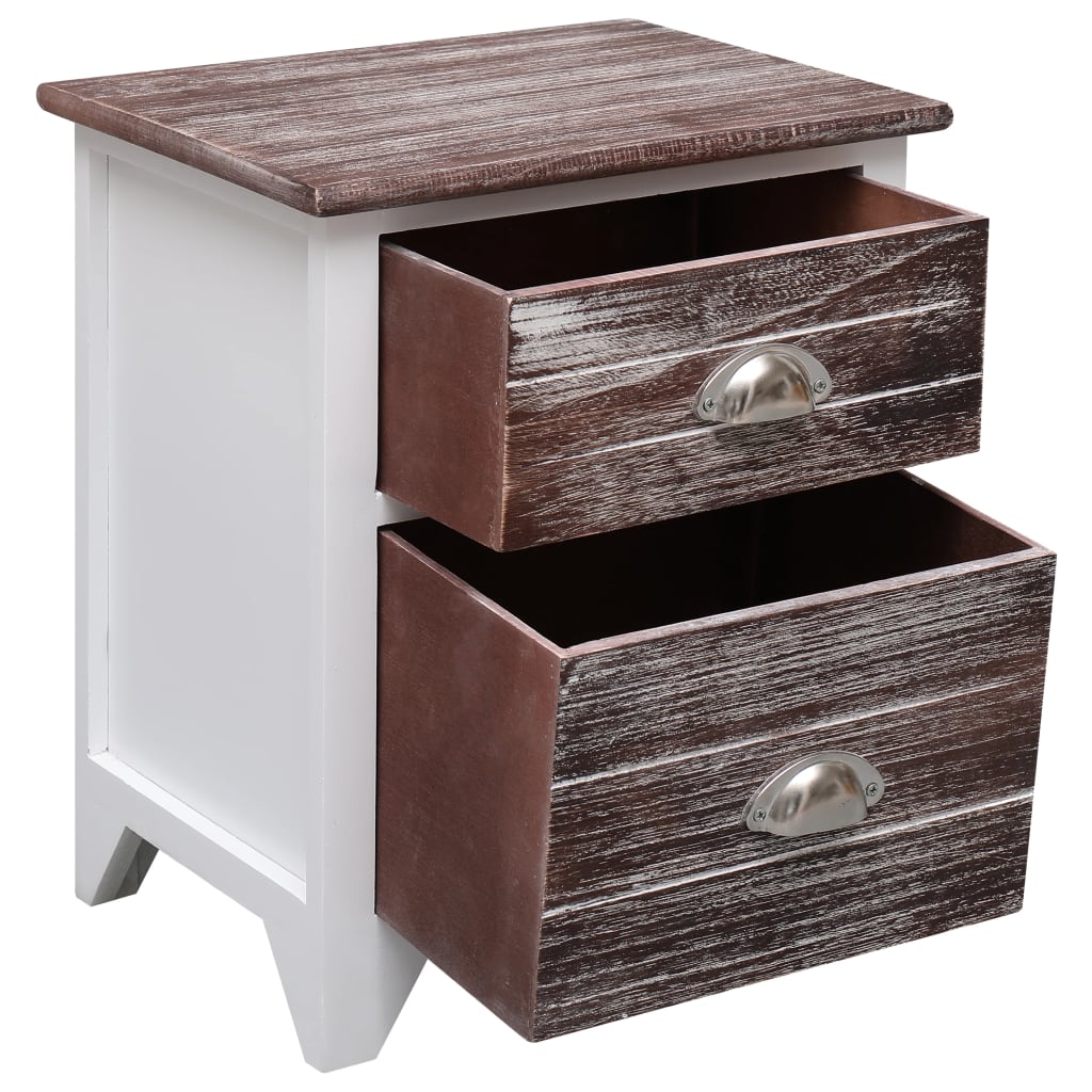 Comodino Marrone e Bianco 38x28x45 cm in Legno di Paulownia | homemem39