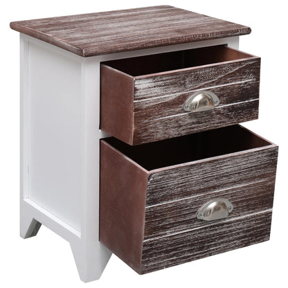 Comodino Marrone e Bianco 38x28x45 cm in Legno di Paulownia | homemem39