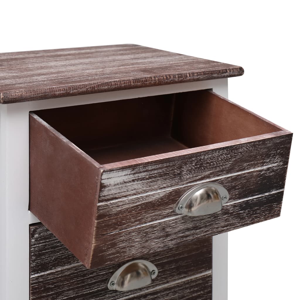 Comodino Marrone e Bianco 38x28x45 cm in Legno di Paulownia | homemem39