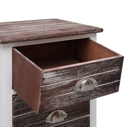 Comodino Marrone e Bianco 38x28x45 cm in Legno di Paulownia | homemem39