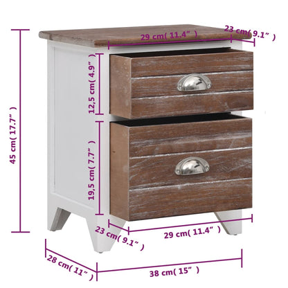 Comodino Marrone e Bianco 38x28x45 cm in Legno di Paulownia | homemem39