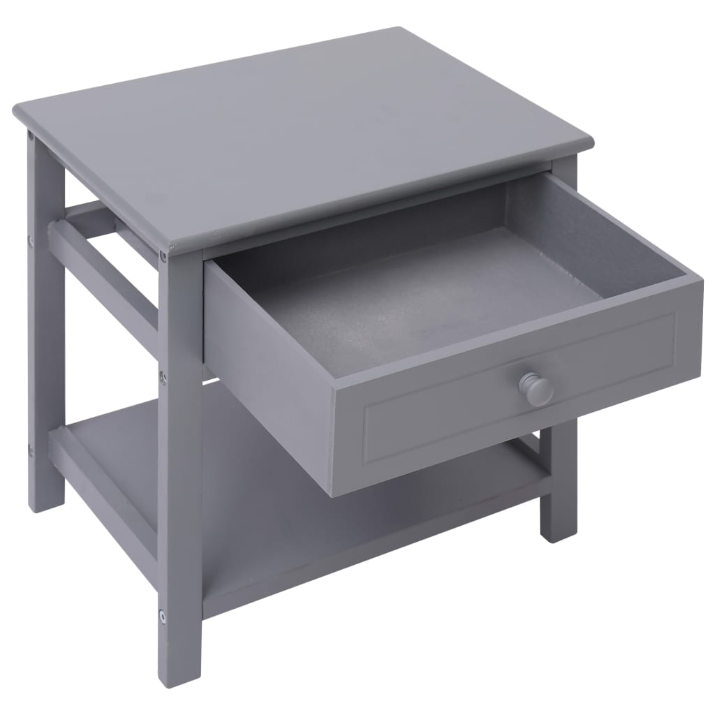 Comodino Grigio 40x29x42 cm in Legno di Paulonia | homemem39