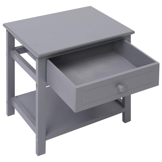 Comodino Grigio 40x29x42 cm in Legno di Paulonia | homemem39