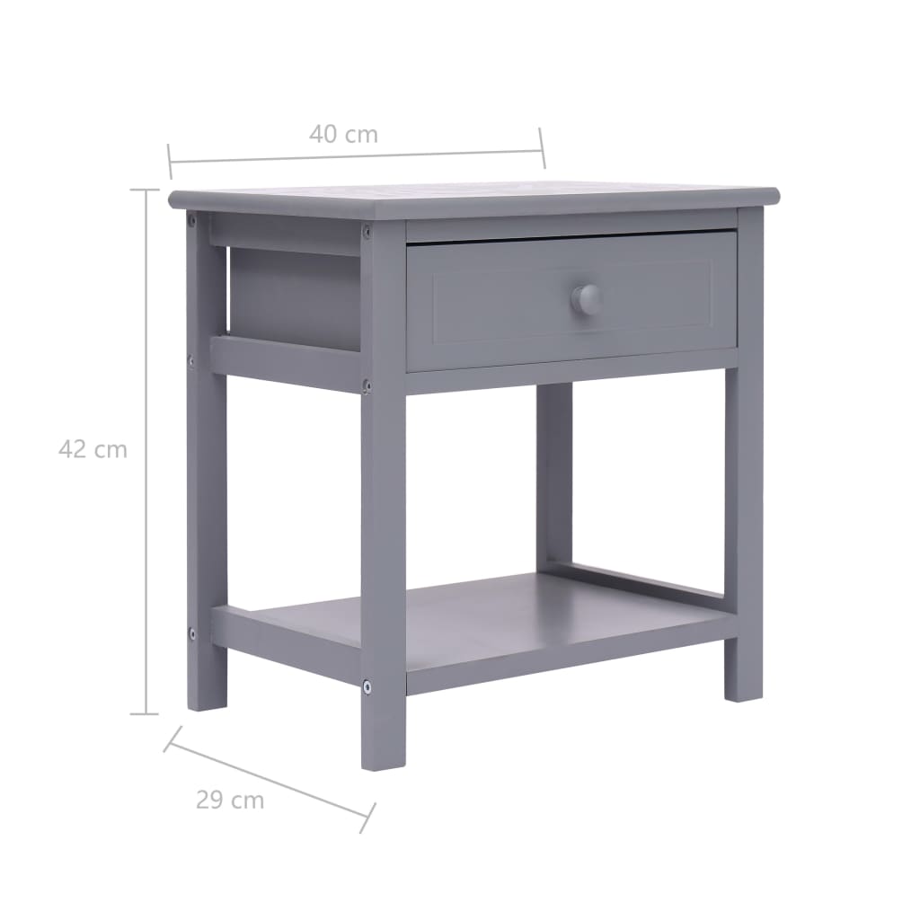 Comodino Grigio 40x29x42 cm in Legno di Paulonia | homemem39