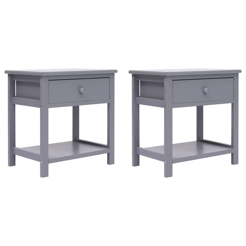 Comodini 2pz Grigi 40x29x42 cm in Legno di Paulonia