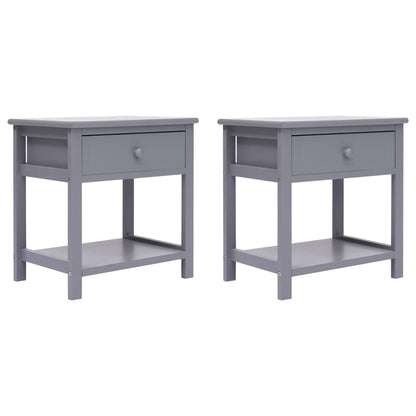 Comodini 2pz Grigi 40x29x42 cm in Legno di Paulonia