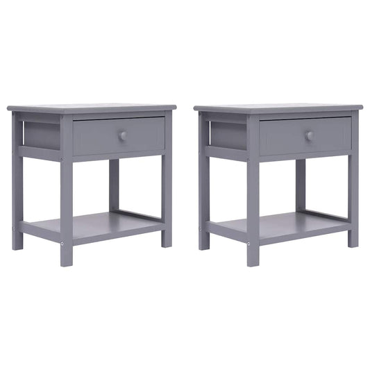 Comodini 2pz Grigi 40x29x42 cm in Legno di Paulonia
