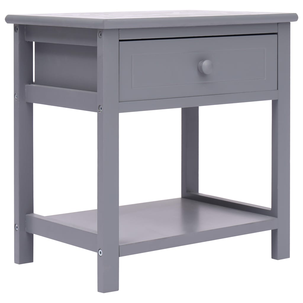 Comodini 2pz Grigi 40x29x42 cm in Legno di Paulonia | homemem39