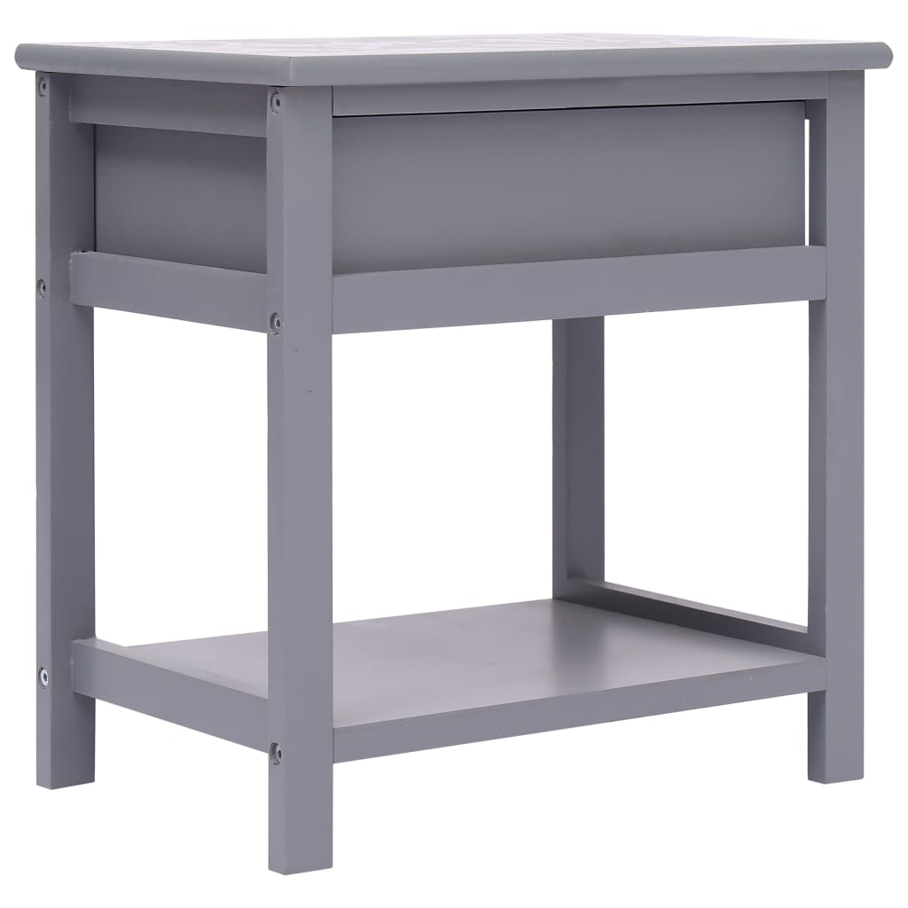 Comodini 2pz Grigi 40x29x42 cm in Legno di Paulonia | homemem39