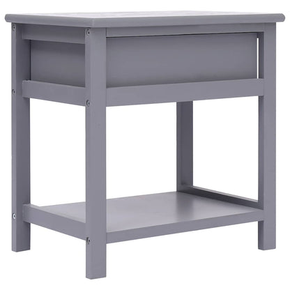 Comodini 2pz Grigi 40x29x42 cm in Legno di Paulonia