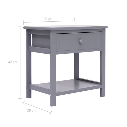 Comodini 2pz Grigi 40x29x42 cm in Legno di Paulonia
