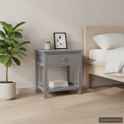 Comodini 2pz Grigi 40x29x42 cm in Legno di Paulonia