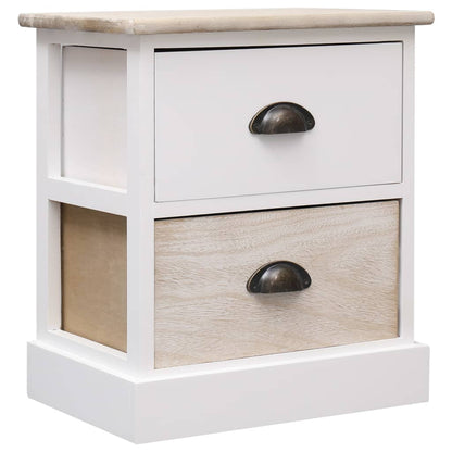 Comodini 2pz Bianco e Naturale 38x28x45cm in Legno di Paulonia - homemem39