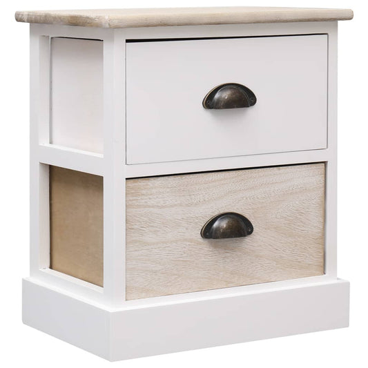 Comodini 2pz Bianco e Naturale 38x28x45cm in Legno di Paulonia - homemem39